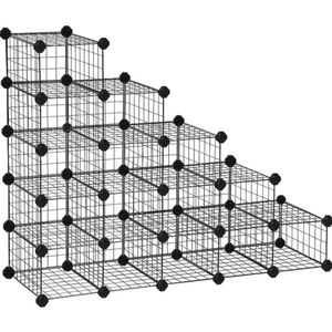 Black 15 shelved 5 tiered storage rack adjustable